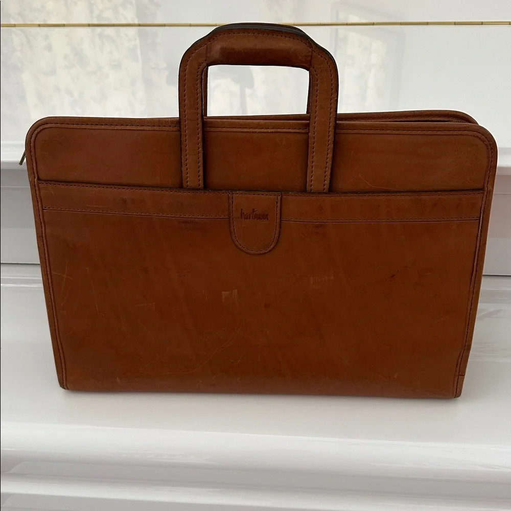 Hartmann Vintage Briefcase Document Case BeltingTan Leather Retractable Handles
